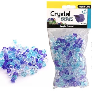 Aqua One Crystal Gems Acrylic Betta Gravel 145g 15mm Frosty Blue